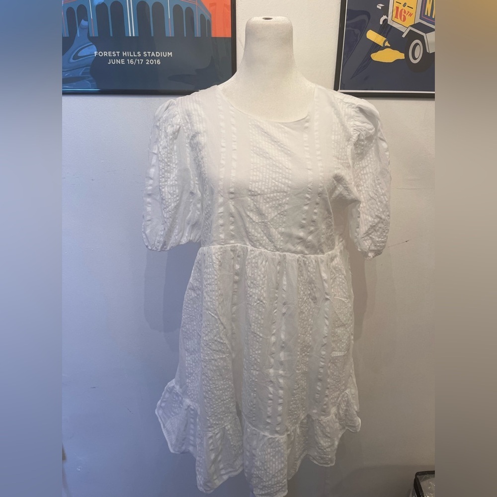 Aritzia Sunday Best Babydoll Tunic Mini Dress Sz Extra Small White